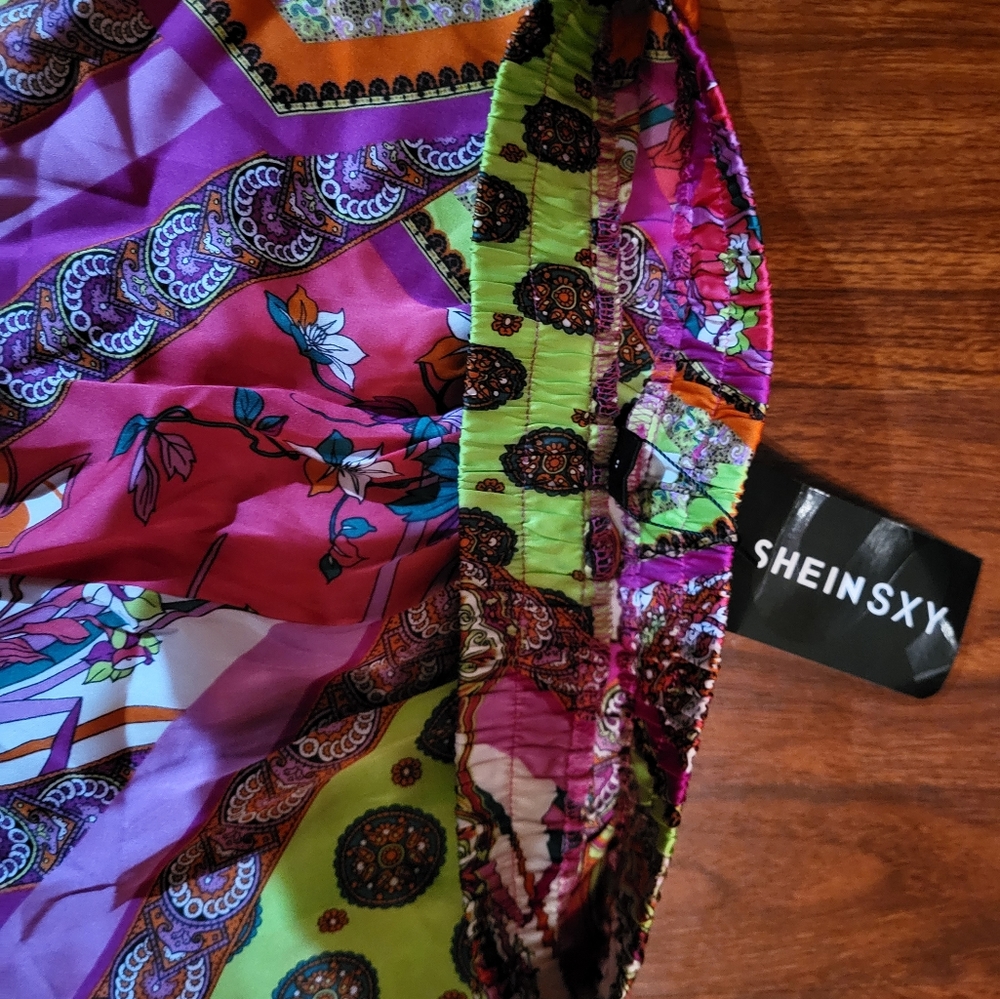 High Waist Patchwork Print Shorts Multi Color - Picture 11 of 16
